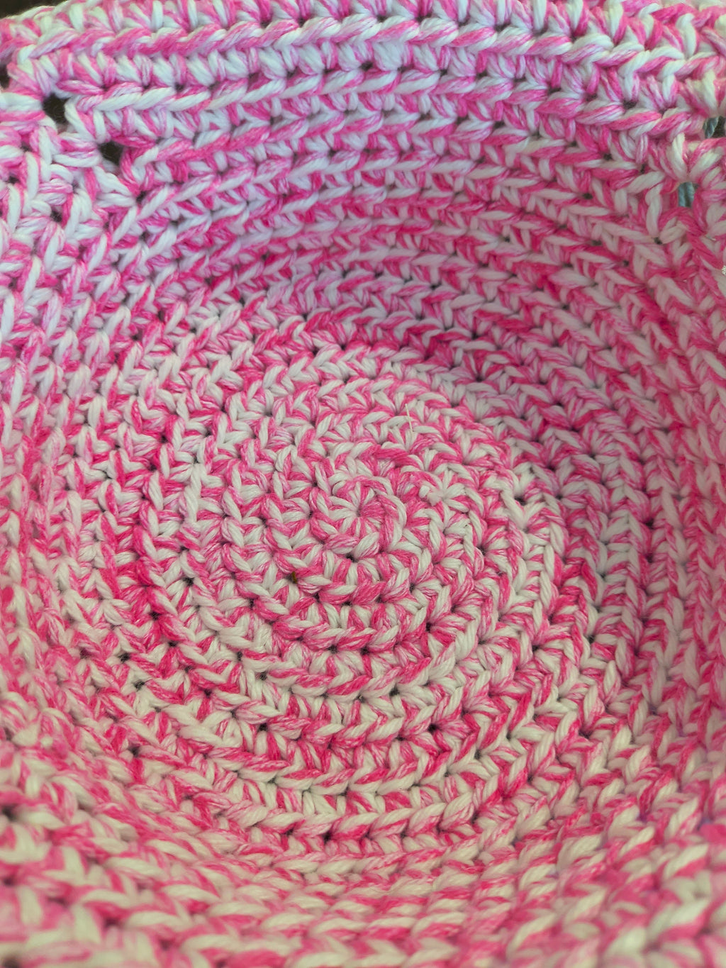 Handmade Crochet Microwave Bowl Cozy - Pink & White 100% Cotton