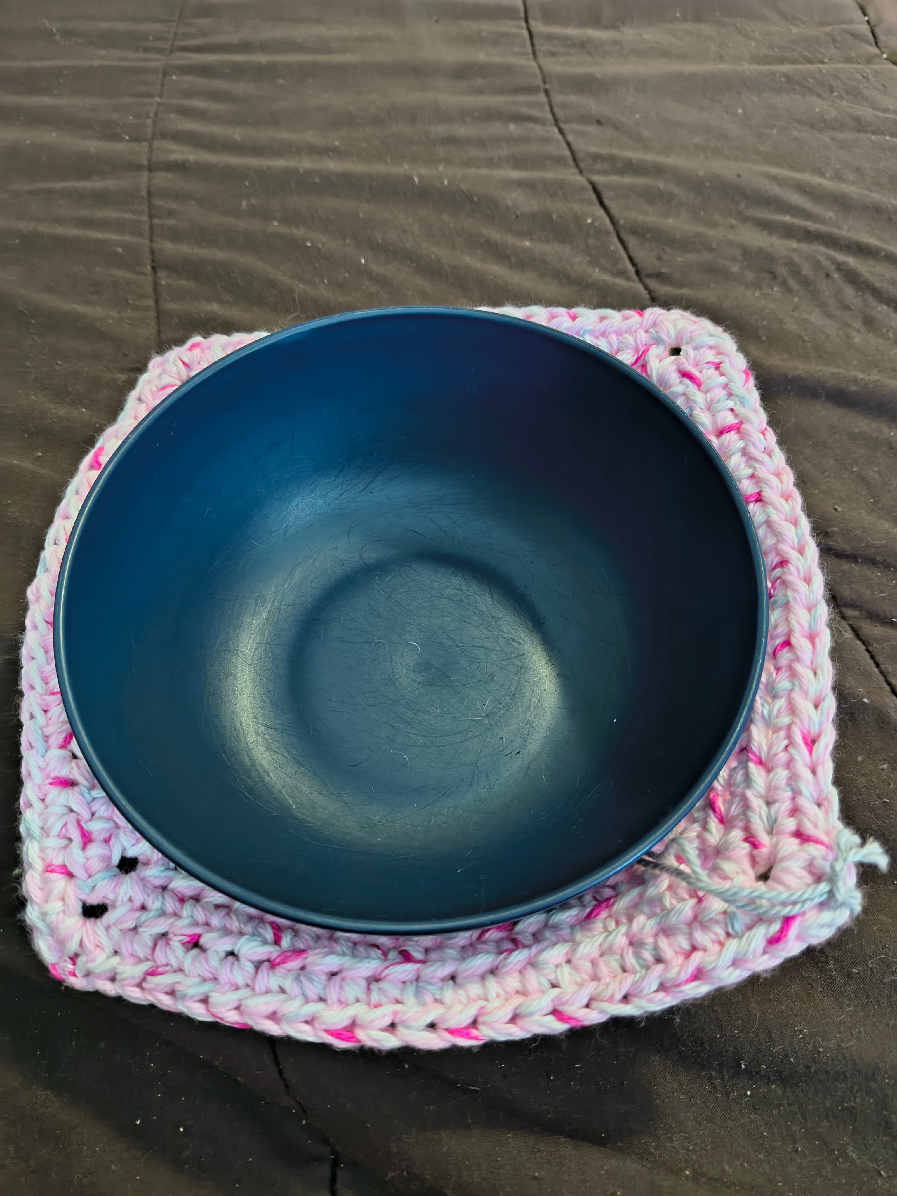 Handmade Crochet Bowl Cozy - Pink & White 100% Cotton, Hot & Cold