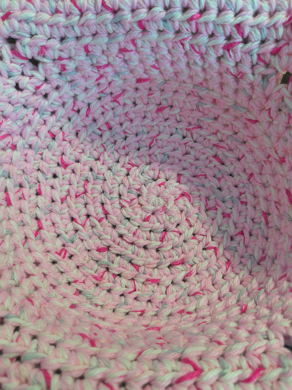 Handmade Crochet Bowl Cozy - Pink & White 100% Cotton, Hot & Cold