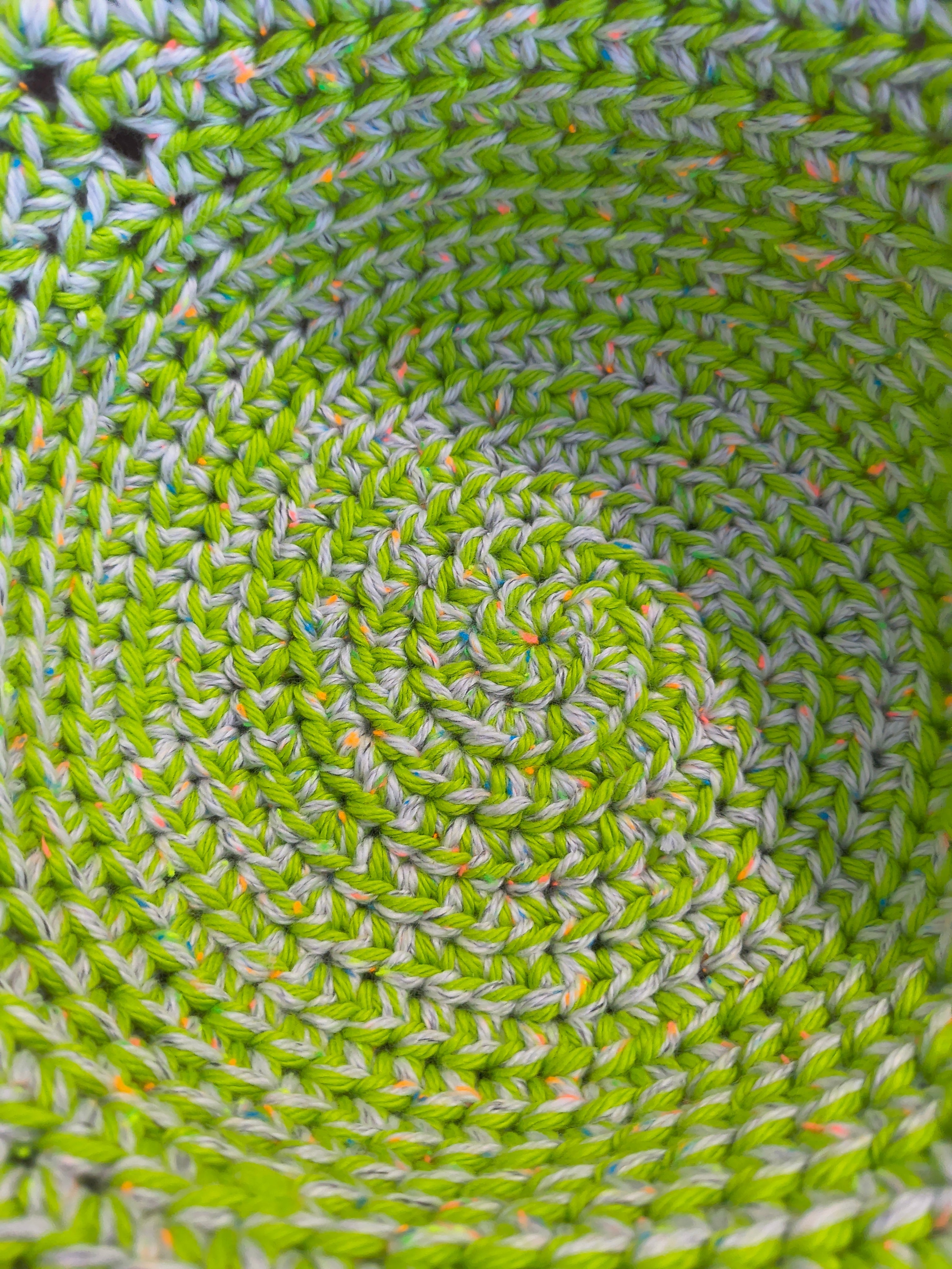 Handmade Crochet Bowl Cozy - Neon Green & Gray 100% Cotton, Hot & Cold