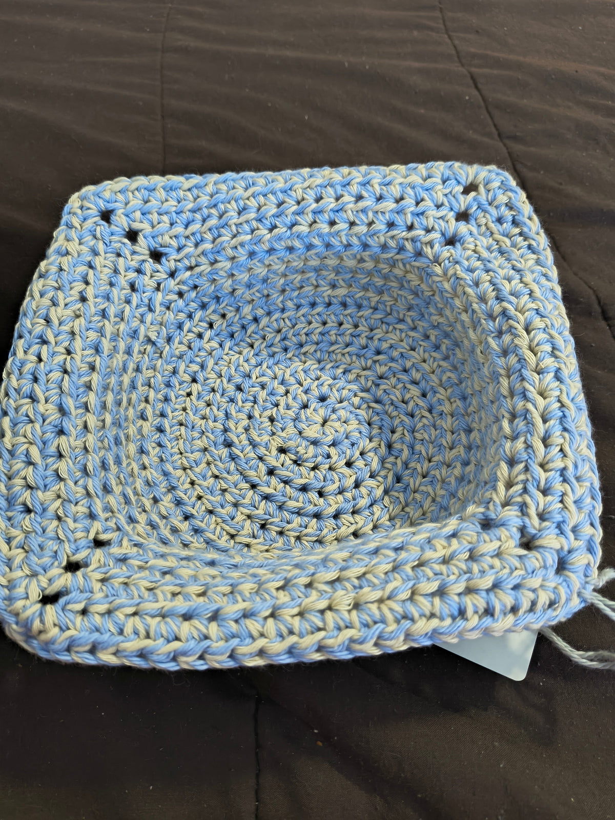 Handmade Crochet Bowl Cozy - Baby Blue & Cream 100% Cotton, Hot & Cold