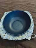Handmade Crochet Bowl Cozy - Baby Blue & Cream 100% Cotton, Hot & Cold