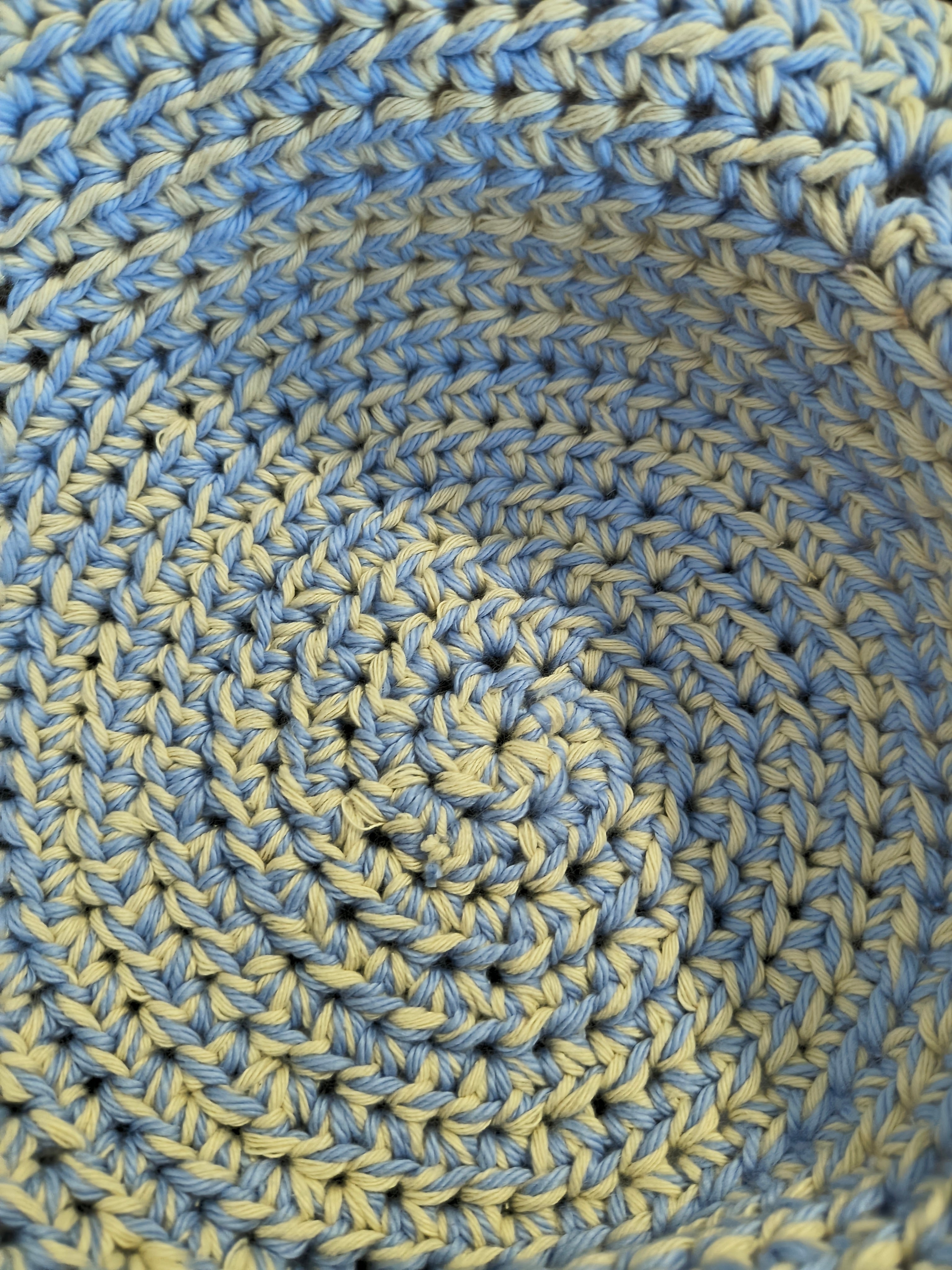 Handmade Crochet Bowl Cozy - Baby Blue & Cream 100% Cotton, Hot & Cold