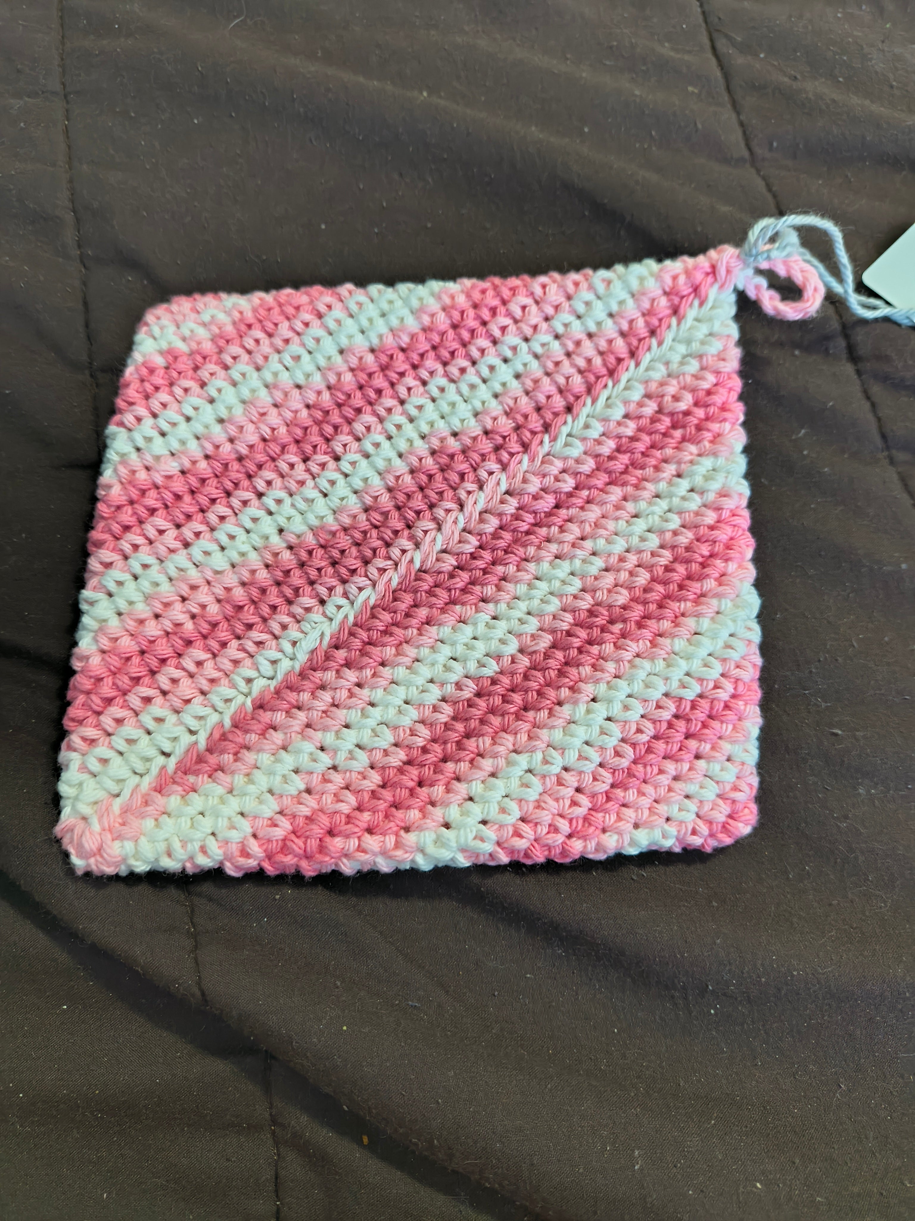 Handmade Pink & White Cotton Pot Holder