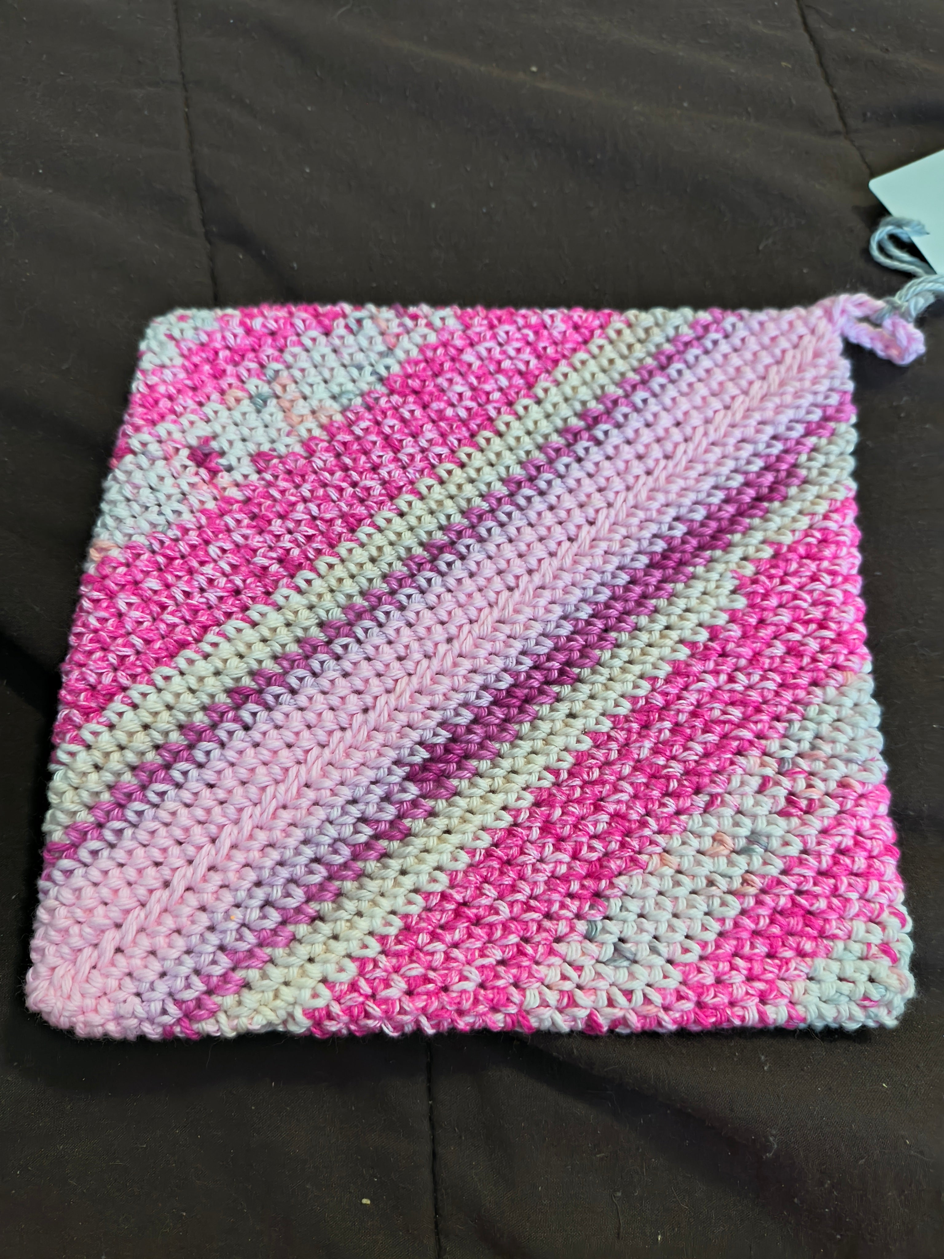 Handmade Magenta & Lavender Cotton Pot Holder