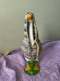 19.6-21" Handmade Crochet Porch Goose Hoodie - Gray Yellow Pink Variegated