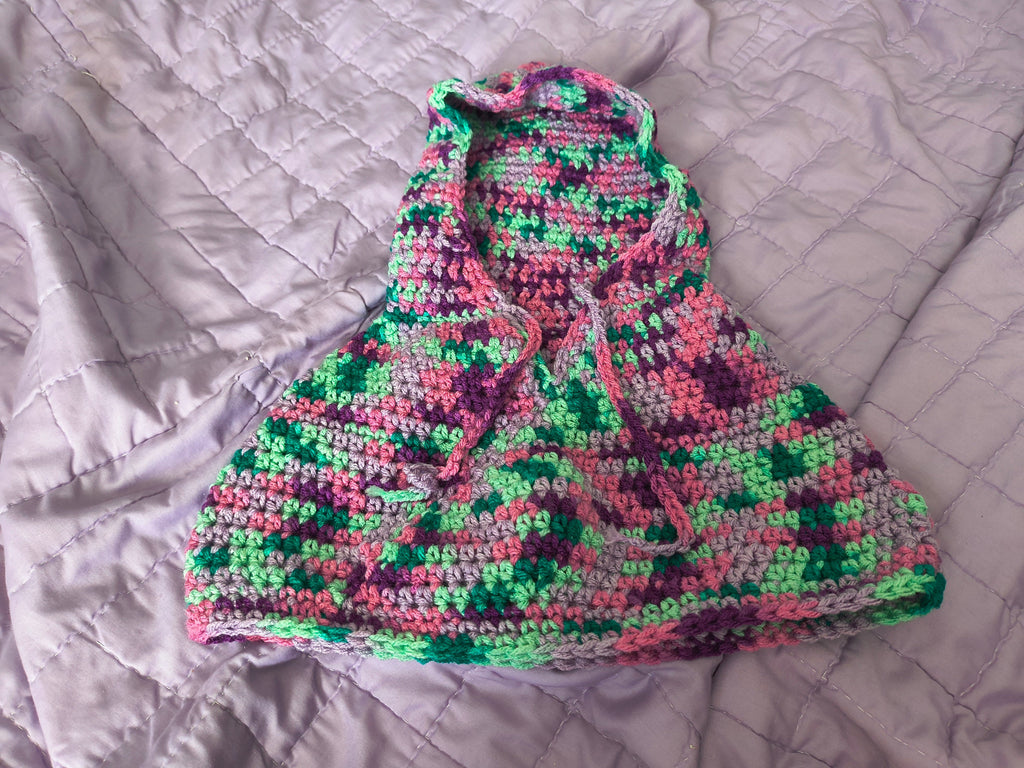 23" Handmade Crochet Porch Goose Hoodie - Pink Teal Purple Multicolor