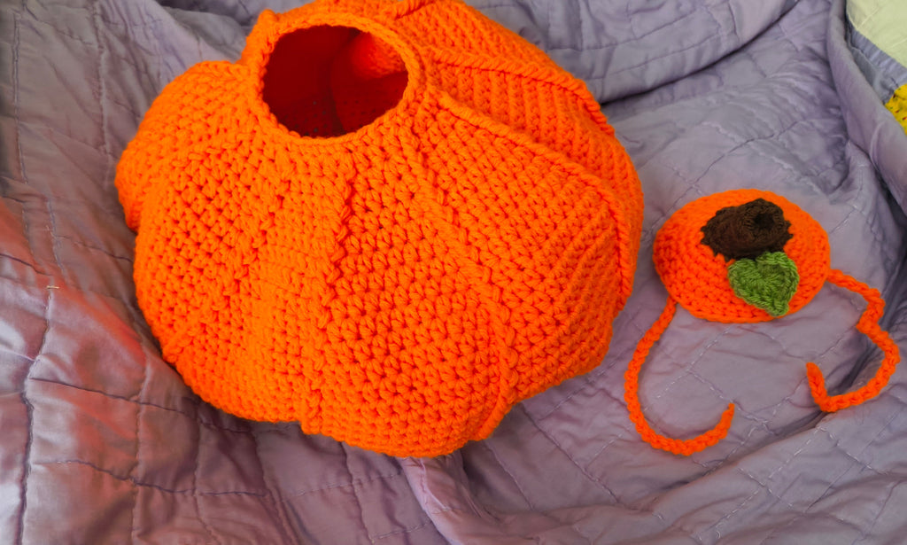 23" Handmade Crochet Porch Goose Pumpkin Costume Set