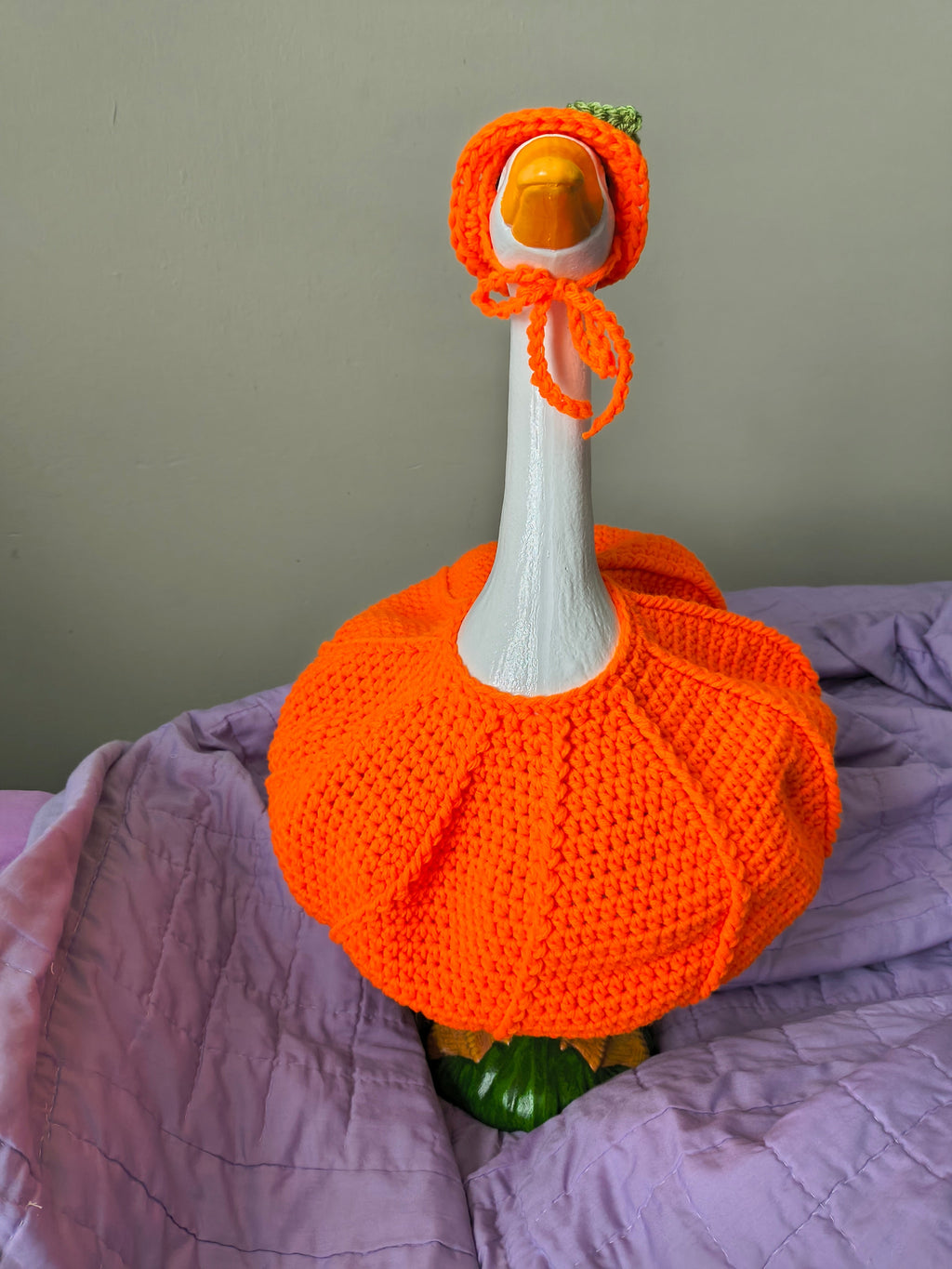 23" Handmade Crochet Porch Goose Pumpkin Costume Set