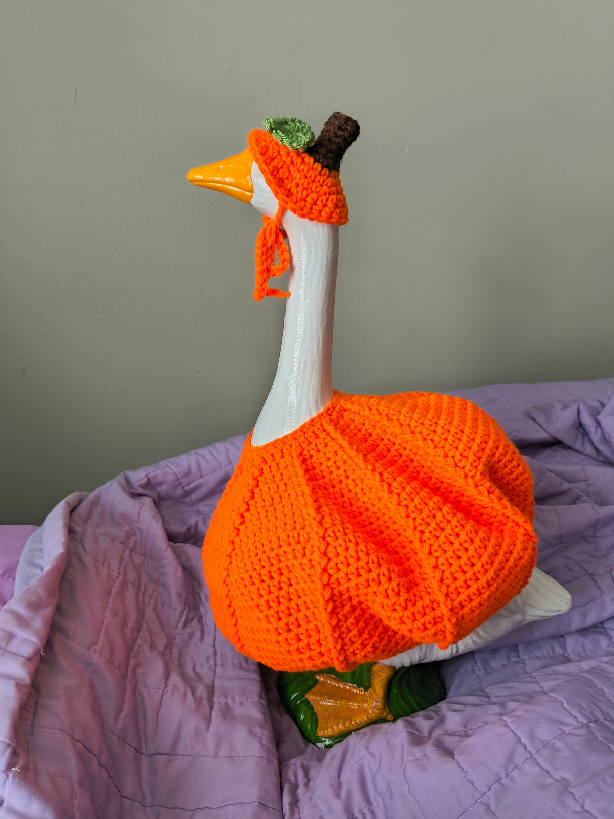 23" Handmade Crochet Porch Goose Pumpkin Costume Set