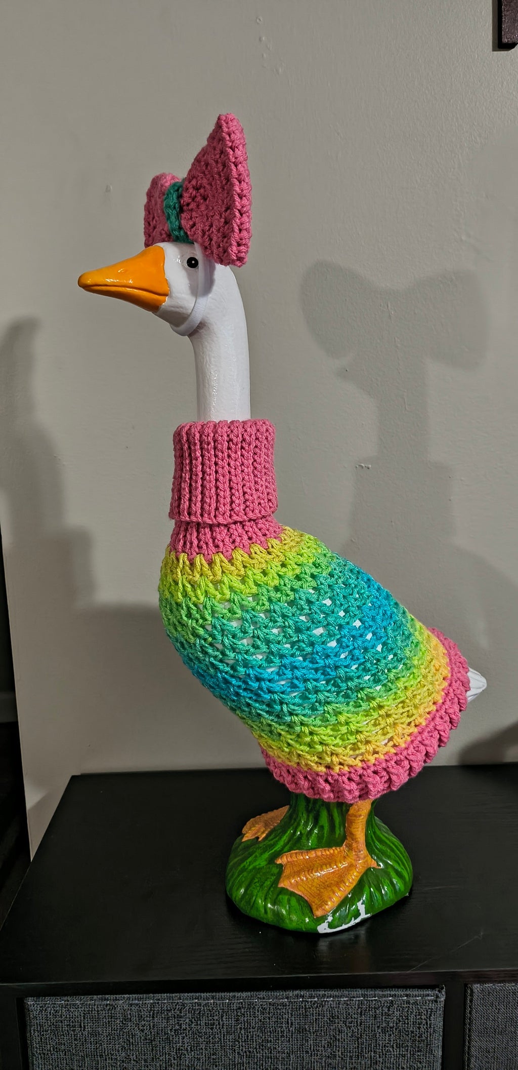 19.6-21" Porch Goose Turtleneck Sweater and Bow Set