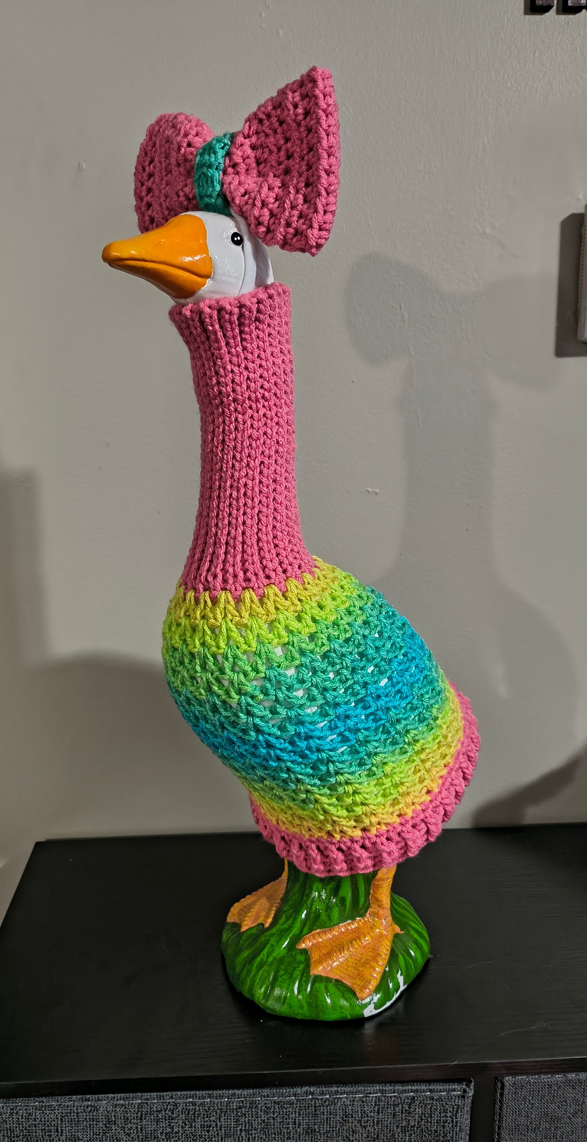 19.6-21" Porch Goose Turtleneck Sweater and Bow Set