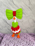 7" Desk Goose Turtleneck Granny Sweater and Bow Set