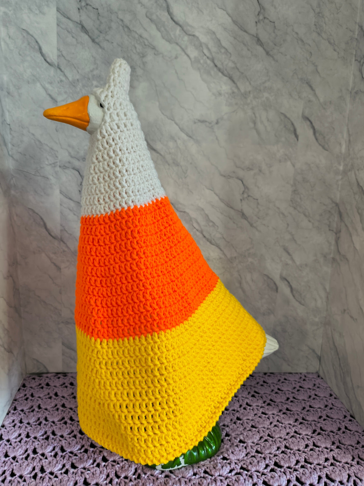 PDF Pattern only - front view of porch goose in candy corn costume