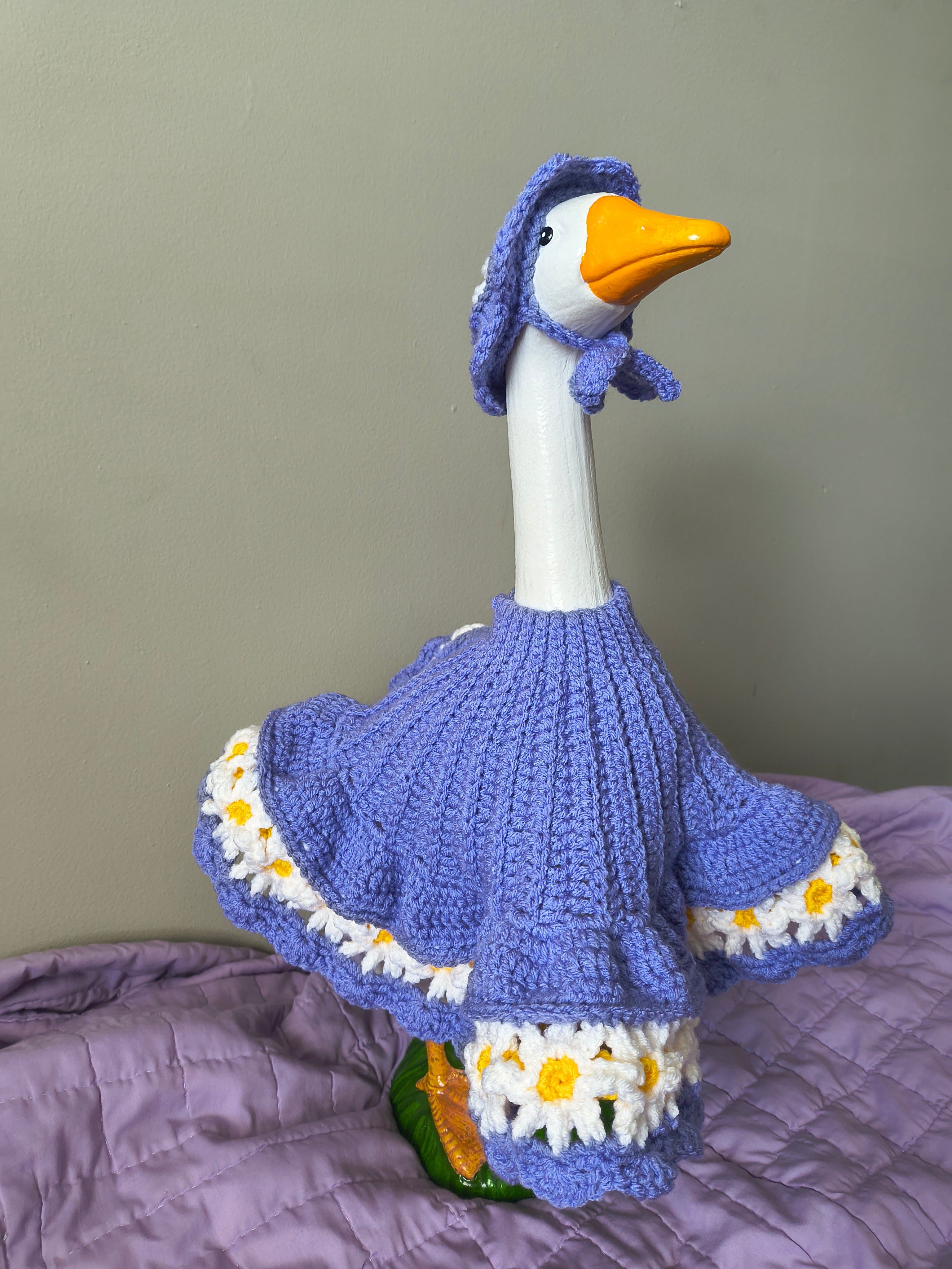 23" Porch Goose Daisy Dress and Hat Set - Periwinkle (MADE TO ORDER)