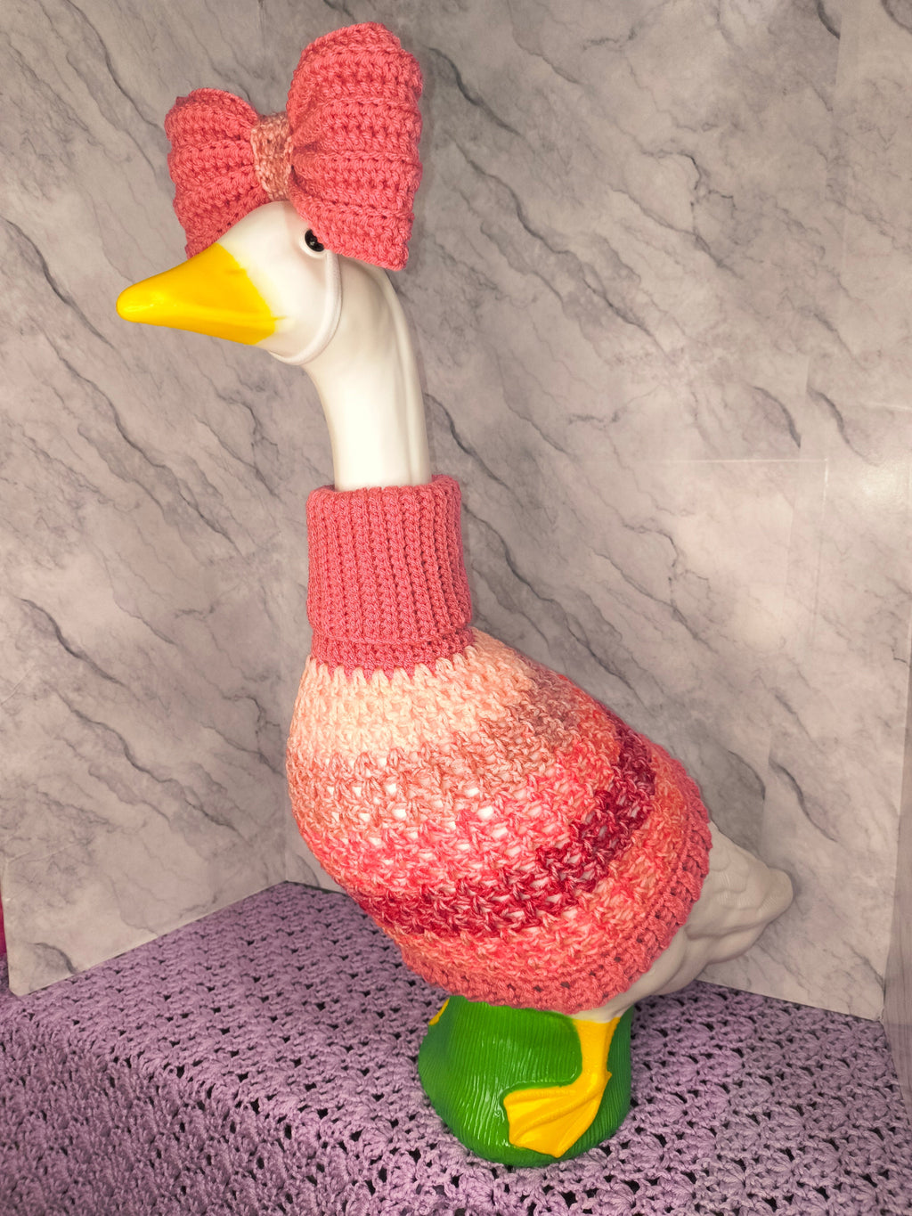23" Porch Goose Turtleneck Sweater and Bow Set