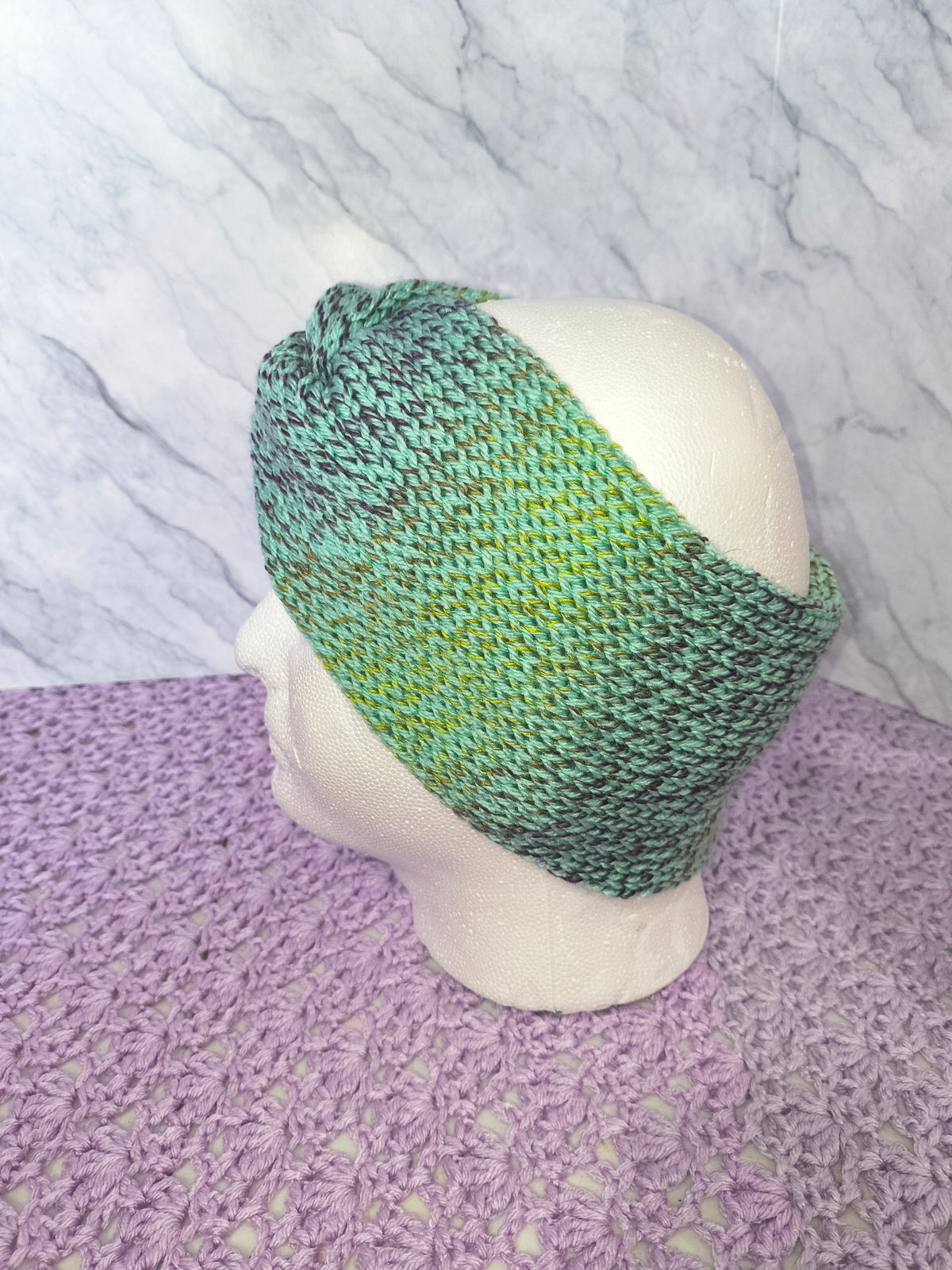 Twisted Knit Ear Warmer – Minty Green Multicolor