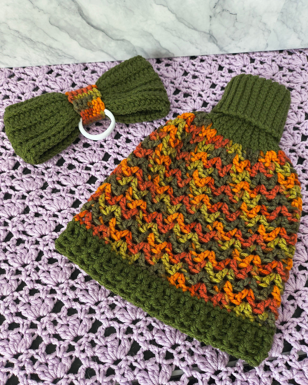 19.6-21" Porch Goose Turtleneck Sweater and Bow/Bowtie Set