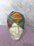 Twisted Knit Ear Warmer – Lime & Teal Multicolor