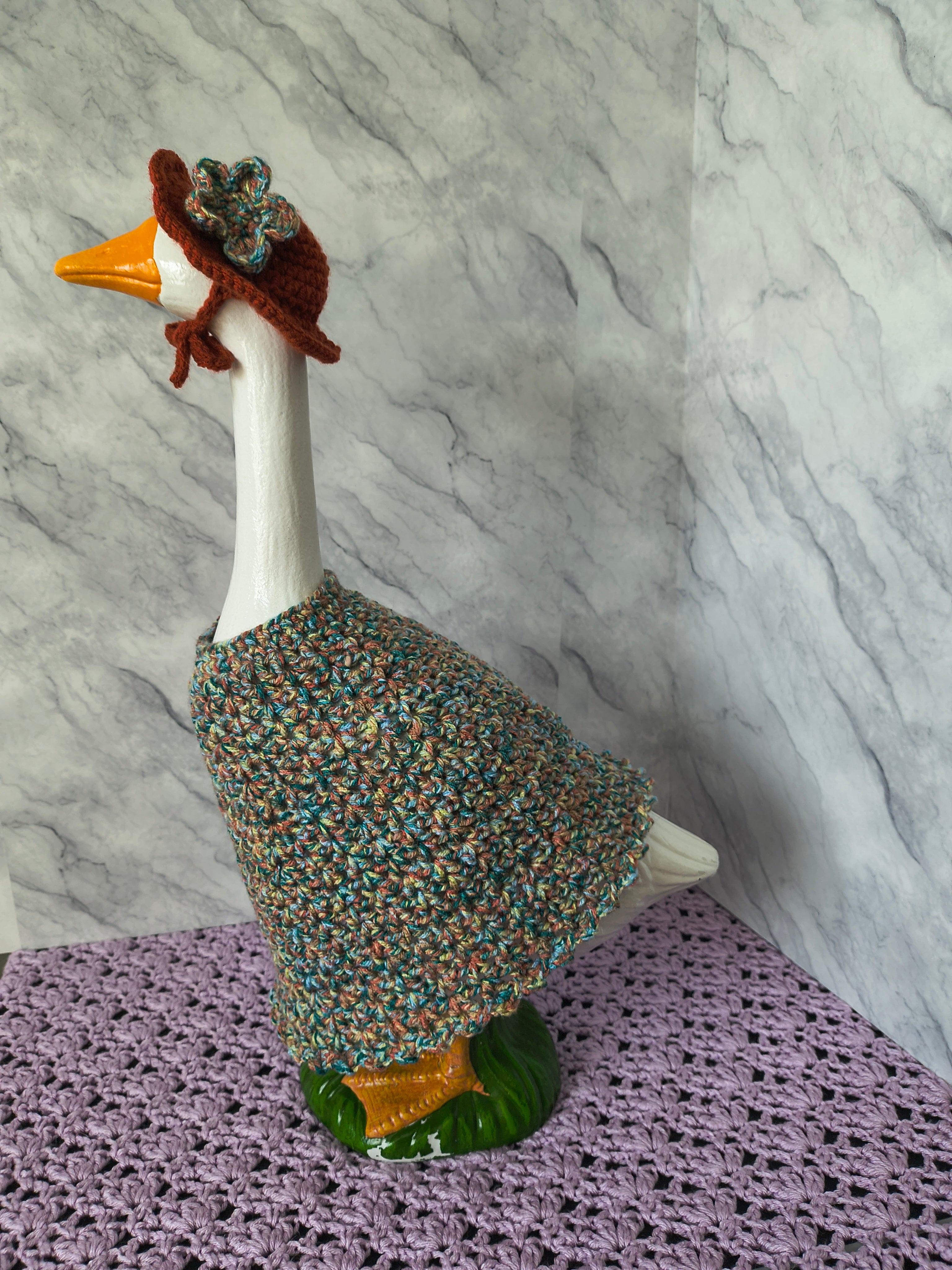 19.6-21" Porch Goose Dress and Sunhat Set