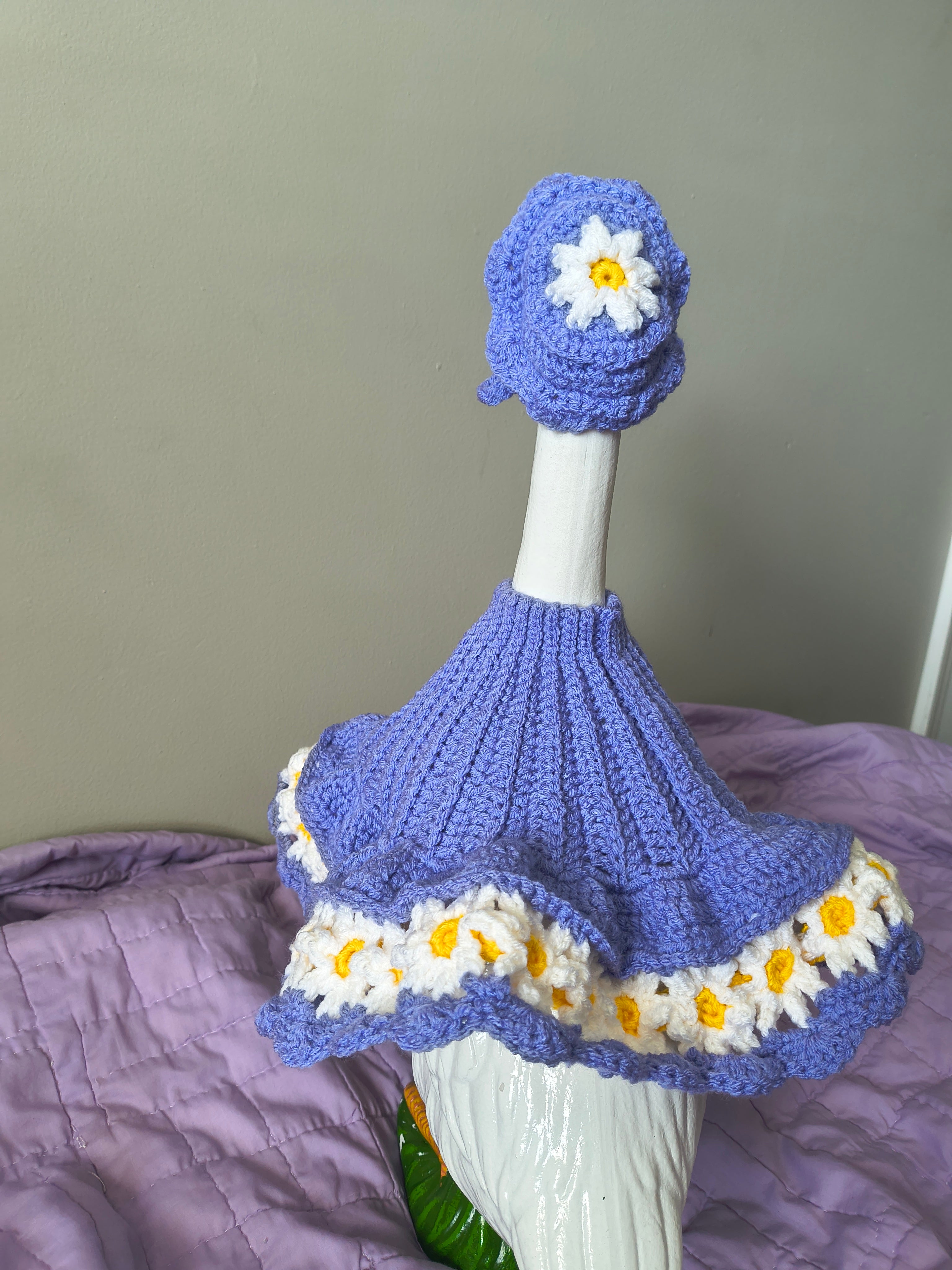 23" Porch Goose Daisy Dress and Hat Set - Periwinkle (MADE TO ORDER)