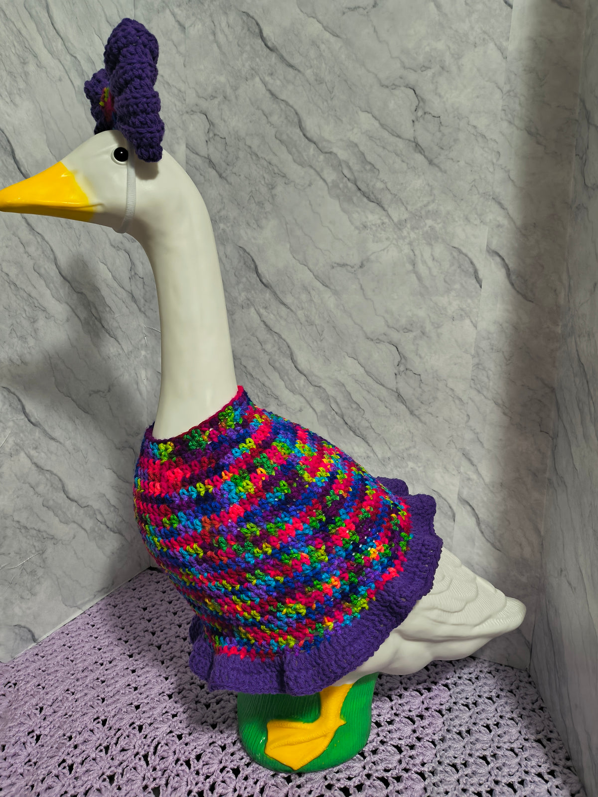 23" Porch Goose Everyday Fancy Dress and Bow Set