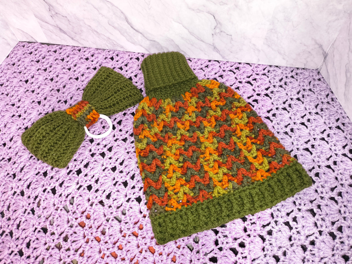 19.6–21" Porch Goose Turtleneck Sweater and Bow Set – Autumn Colors