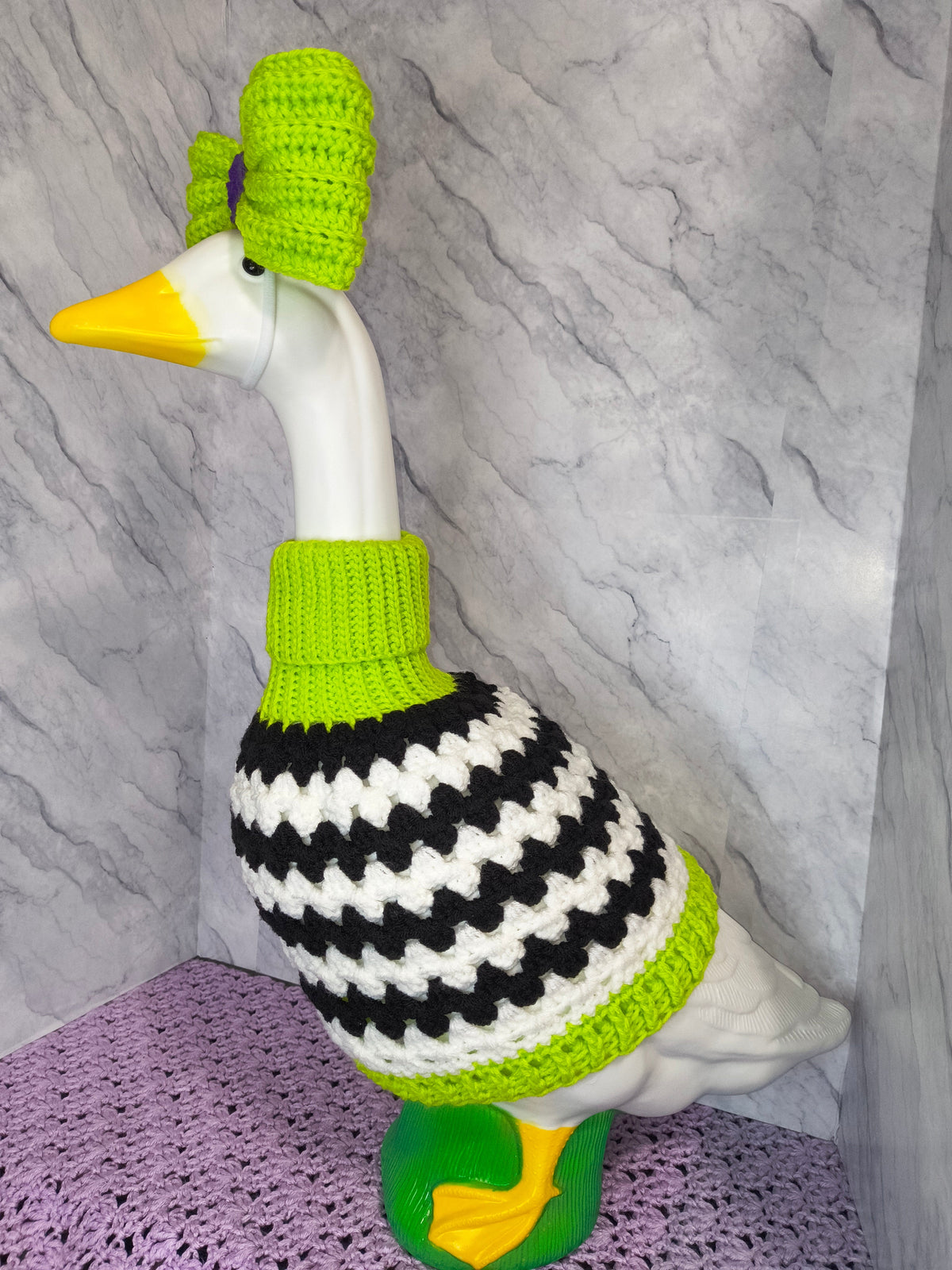23" Porch Goose Turtleneck Granny Sweater and Bow Set | Beetlejuice Inspired