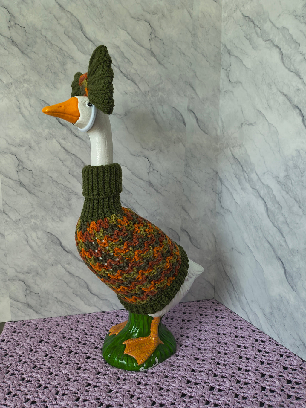 19.6-21" Porch Goose Turtleneck Sweater and Bow/Bowtie Set