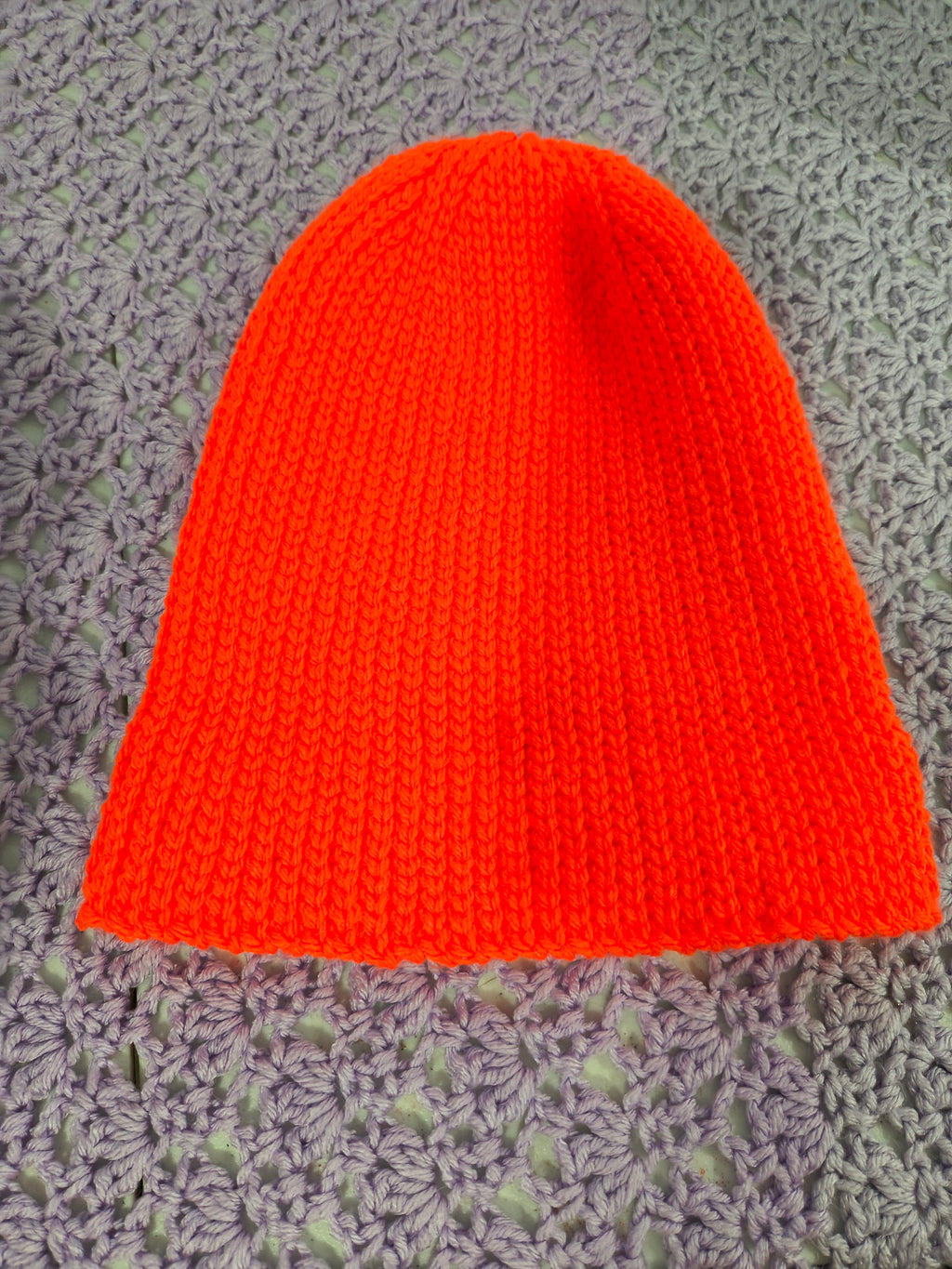 Knit-Look Crochet Beanie – Safety/Neon Orange