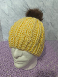 Crochet Cables Beanie – Cream with Removable Pompom