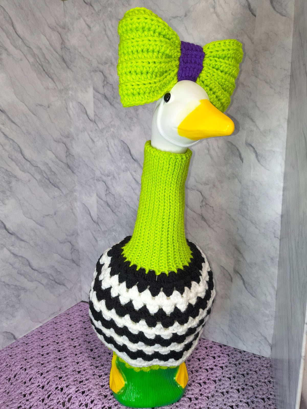 23" Porch Goose Turtleneck Granny Sweater and Bow Set | Beetlejuice Inspired