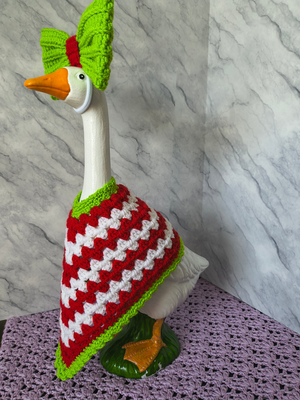 19.6-21" Porch Goose Shawl/Poncho and Bow Set