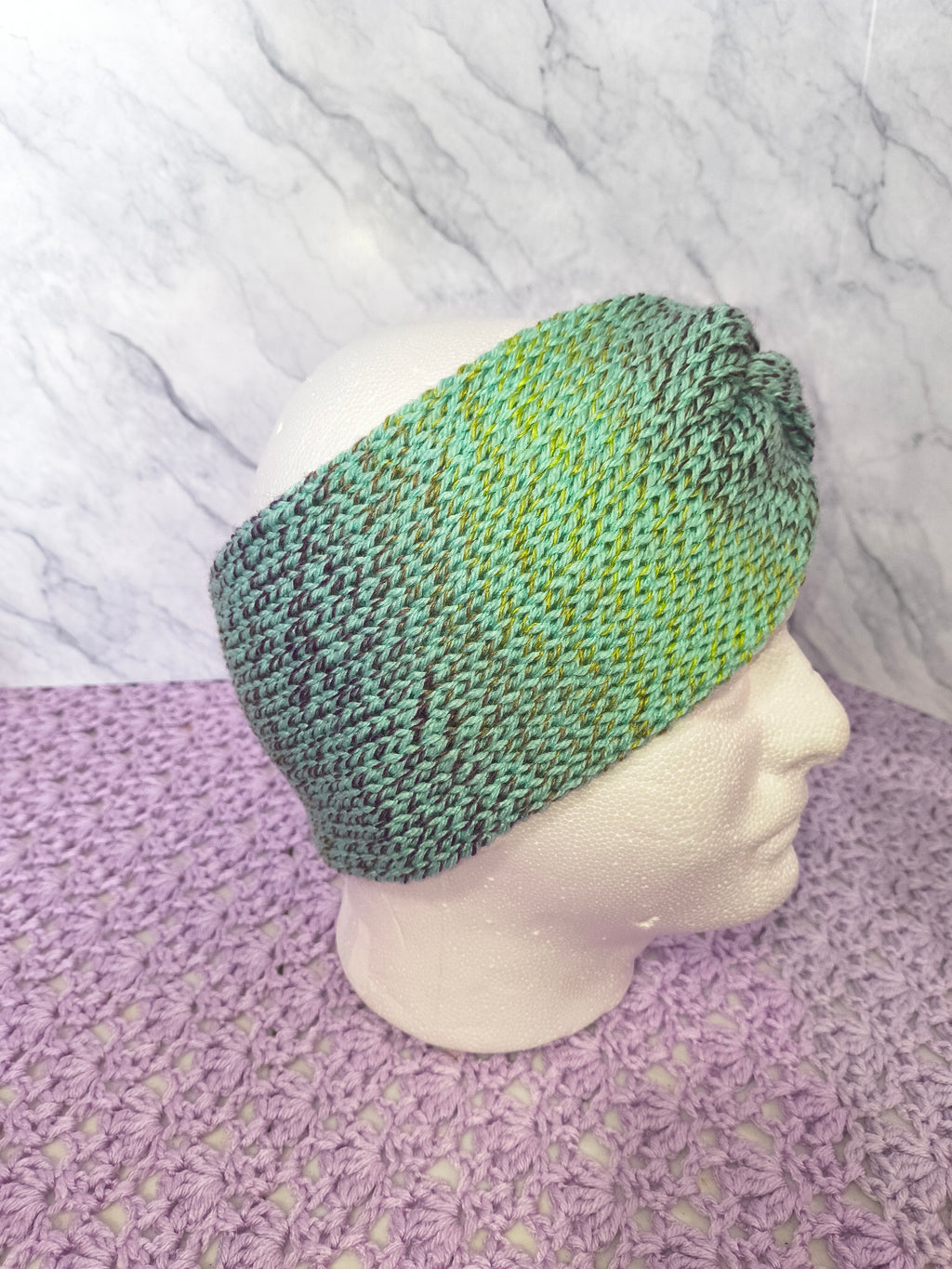 Twisted Knit Ear Warmer – Minty Green Multicolor