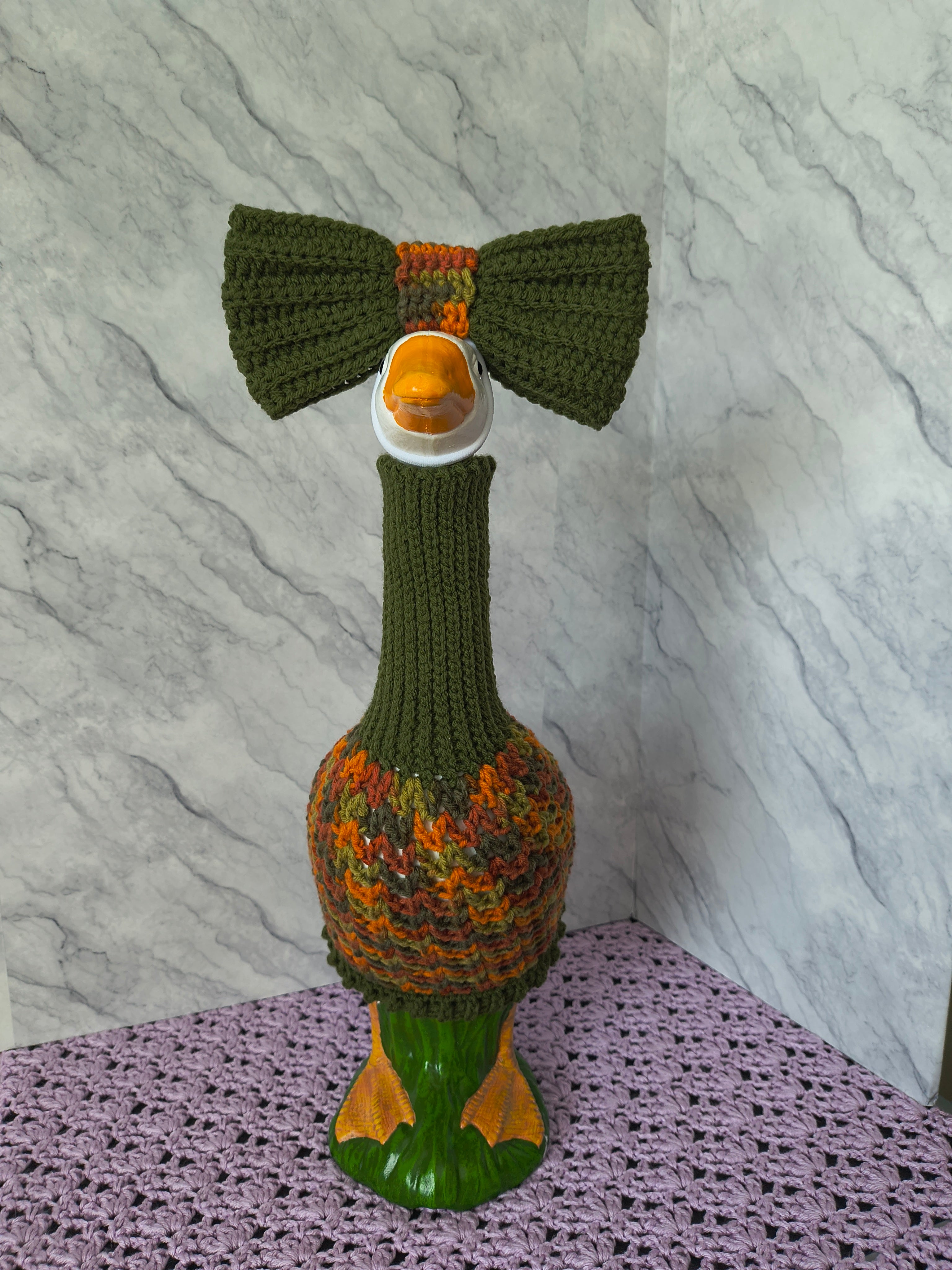 19.6-21" Porch Goose Turtleneck Sweater and Bow/Bowtie Set