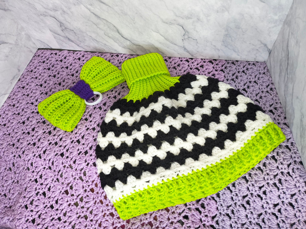 23" Porch Goose Turtleneck Granny Sweater and Bow Set | Beetlejuice Inspired