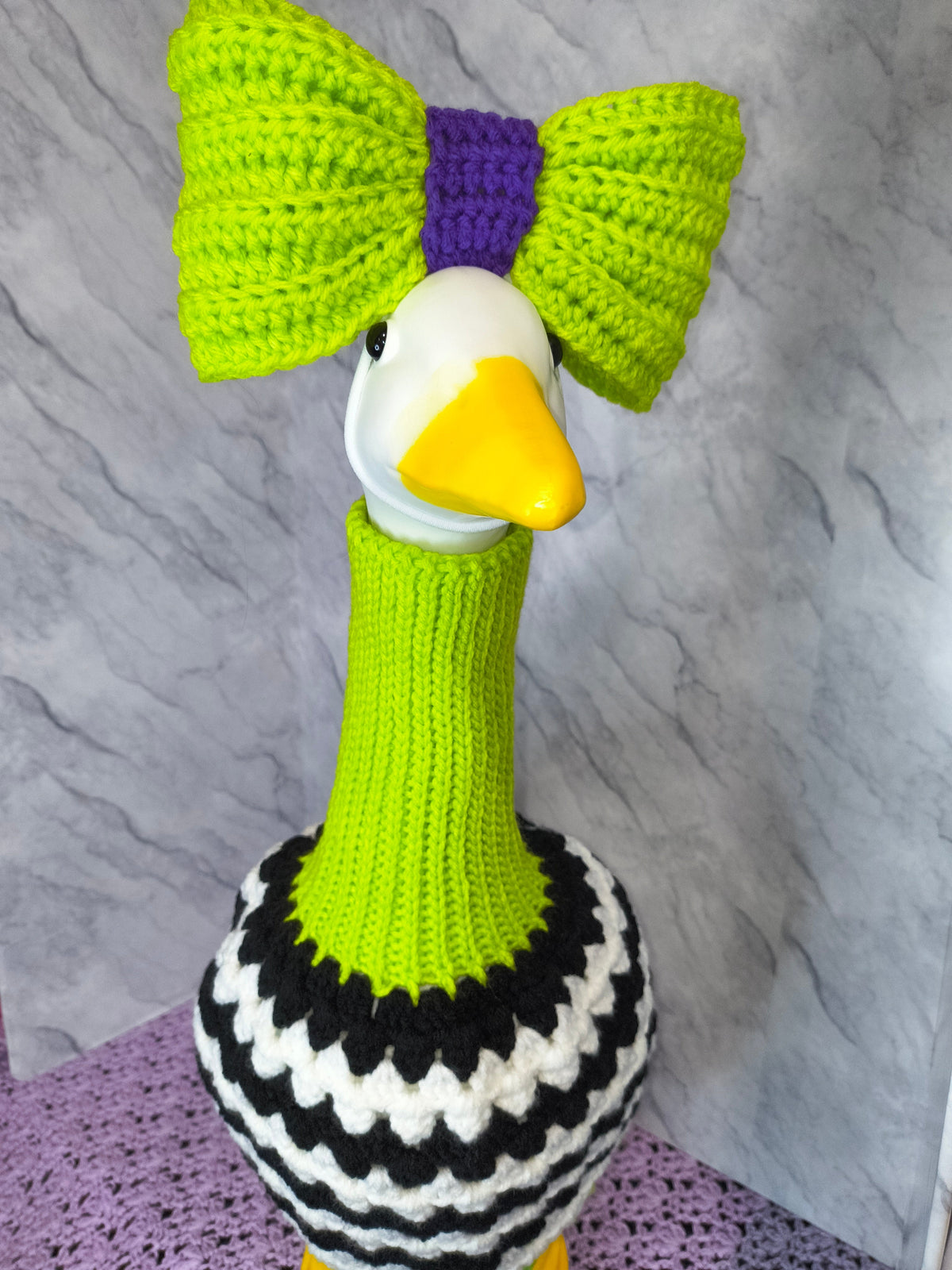 23" Porch Goose Turtleneck Granny Sweater and Bow Set | Beetlejuice Inspired