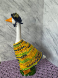 19.6-21" Porch Goose Dress & Sunhat Set – Yellow & Navy Multicolor