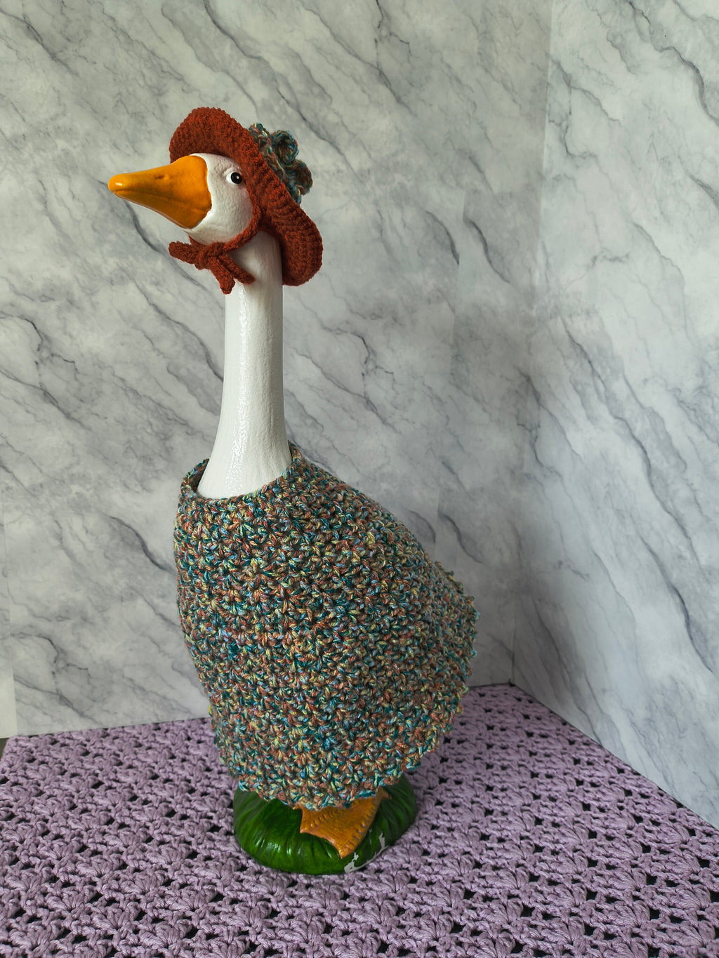 19.6-21" Porch Goose Dress and Sunhat Set