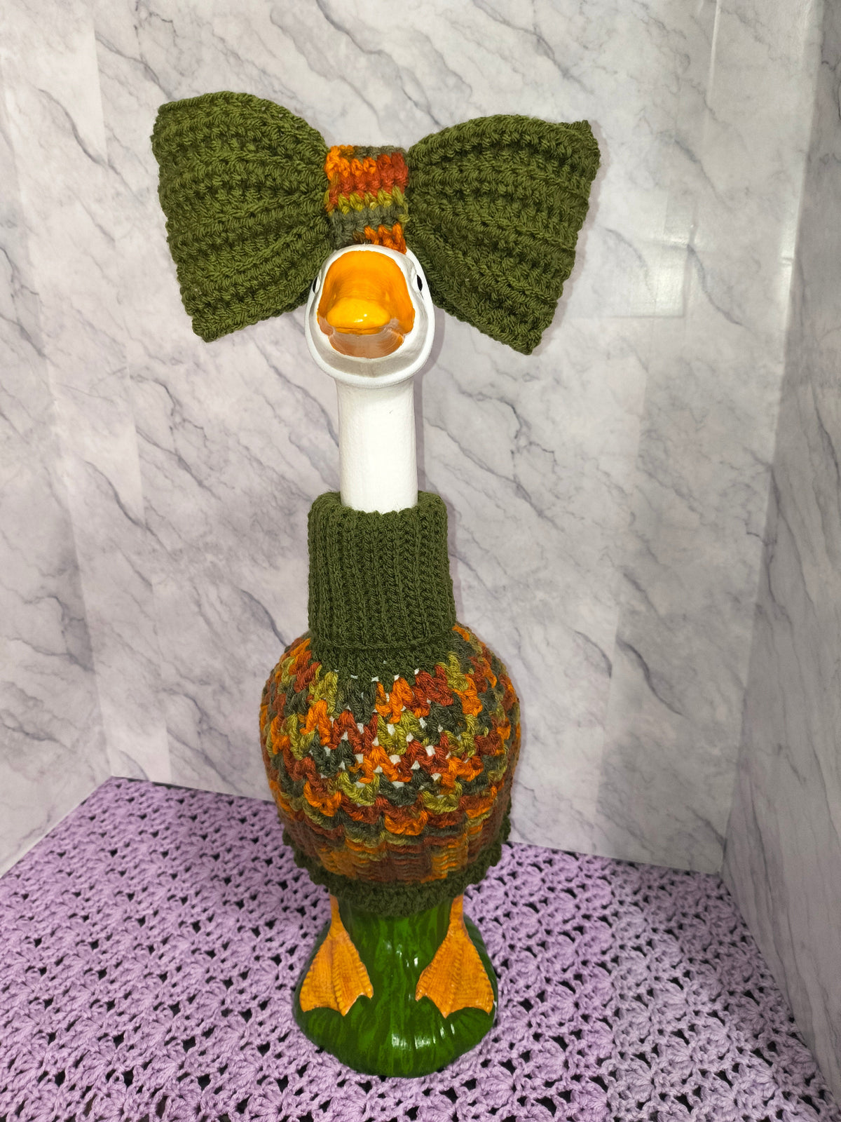 19.6–21" Porch Goose Turtleneck Sweater and Bow Set – Autumn Colors