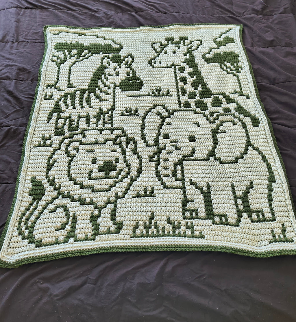 Handmade Crochet Animal Safari Baby Blanket