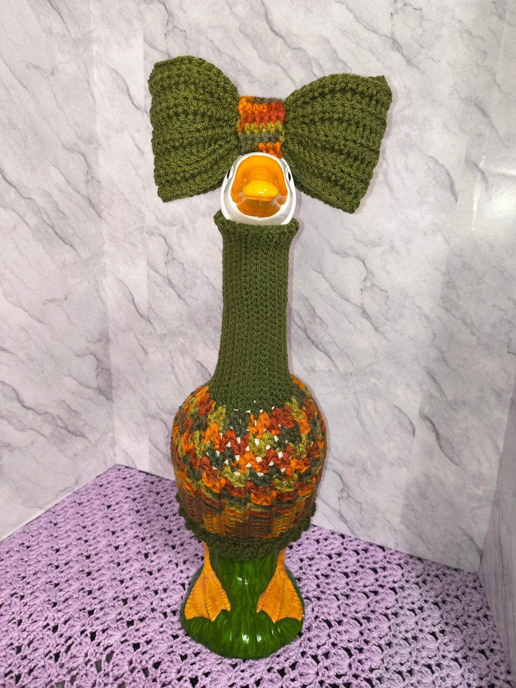 19.6–21" Porch Goose Turtleneck Sweater and Bow Set – Autumn Colors
