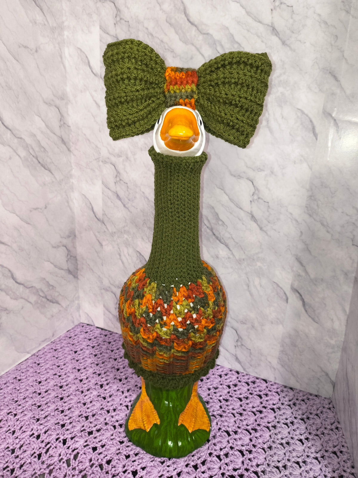 19.6–21" Porch Goose Turtleneck Sweater and Bow Set – Autumn Colors