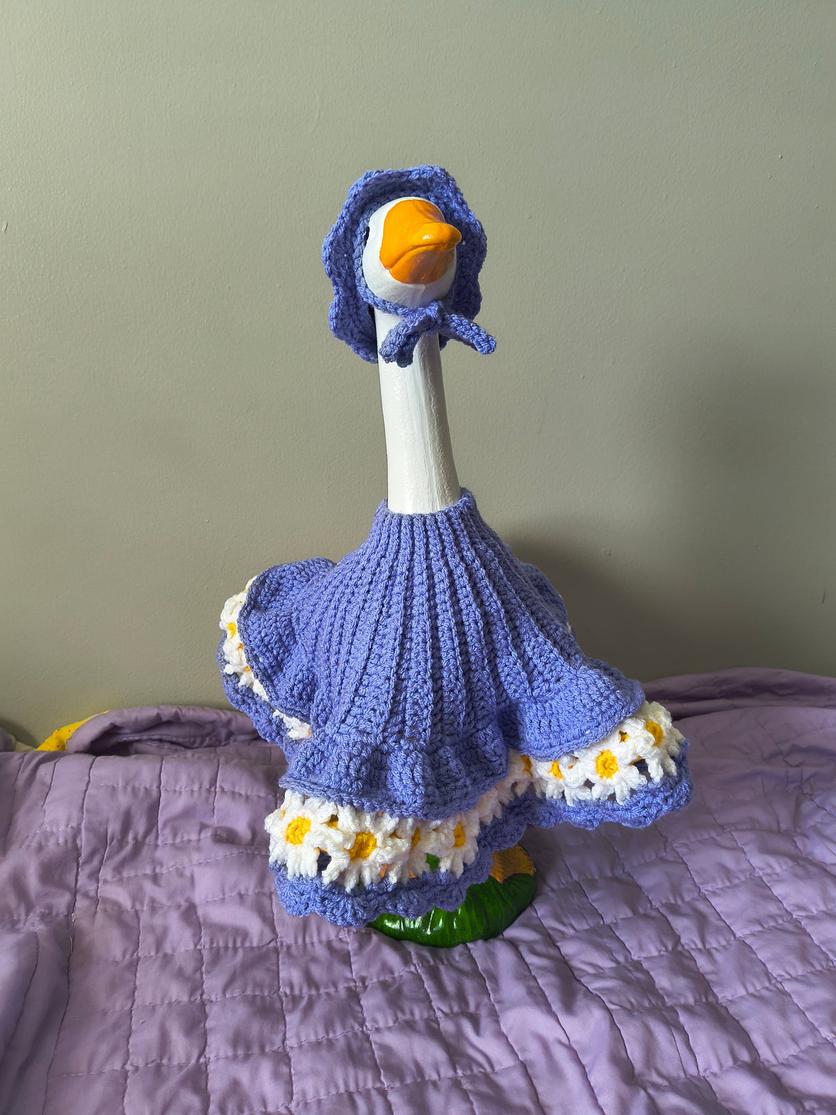 23" Porch Goose Daisy Dress and Hat Set - Periwinkle (MADE TO ORDER)