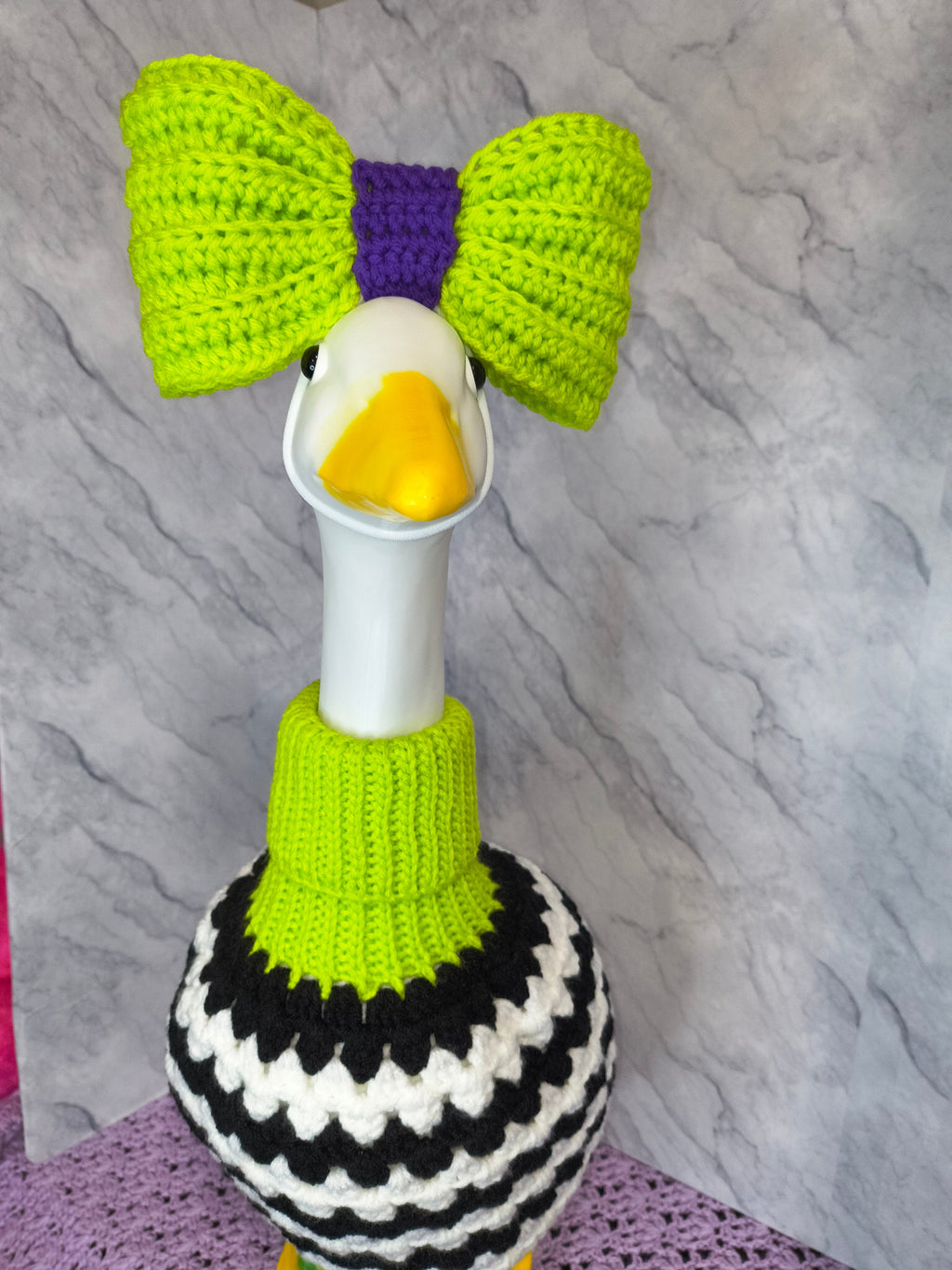 23" Porch Goose Turtleneck Granny Sweater and Bow Set | Beetlejuice Inspired
