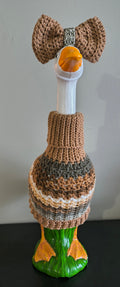 19.6-21" Handmade Crochet Porch Goose Turtleneck Sweater & Bow/Bowtie Set