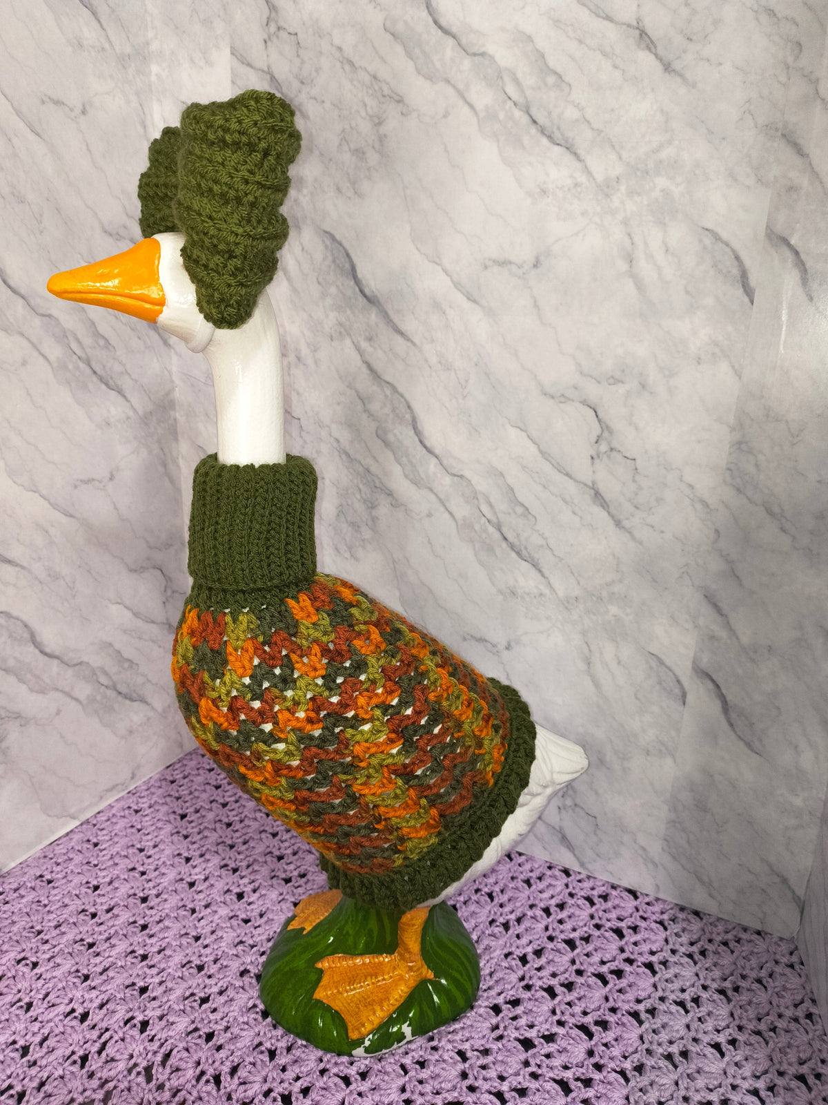 19.6–21" Porch Goose Turtleneck Sweater and Bow Set – Autumn Colors
