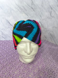 Twisted Knit Ear Warmer – Black & Bright Stripes
