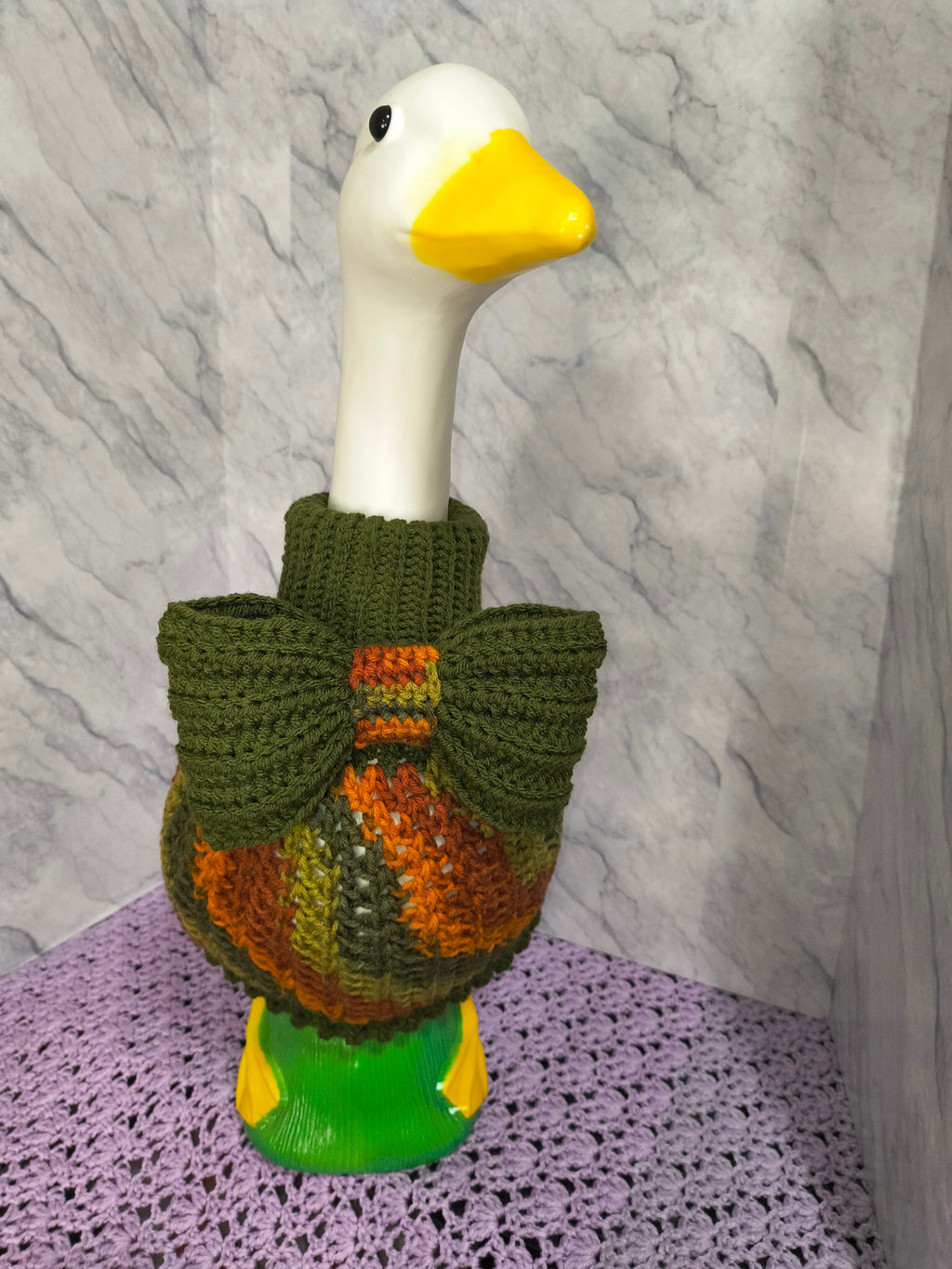 23" Porch Goose Turtleneck Sweater and Bow Set – Autumn Colors
