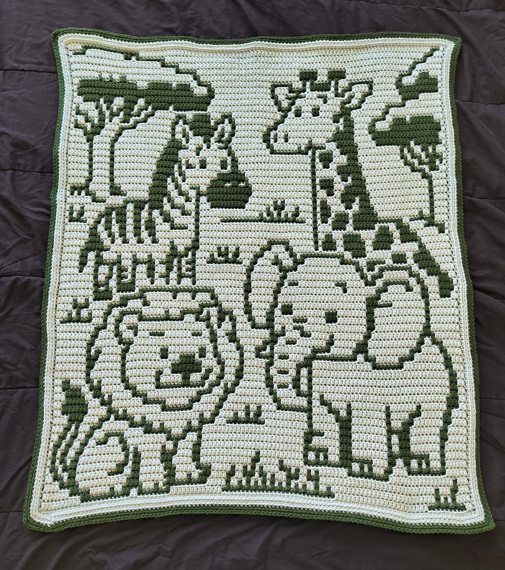 Handmade Crochet Animal Safari Baby Blanket